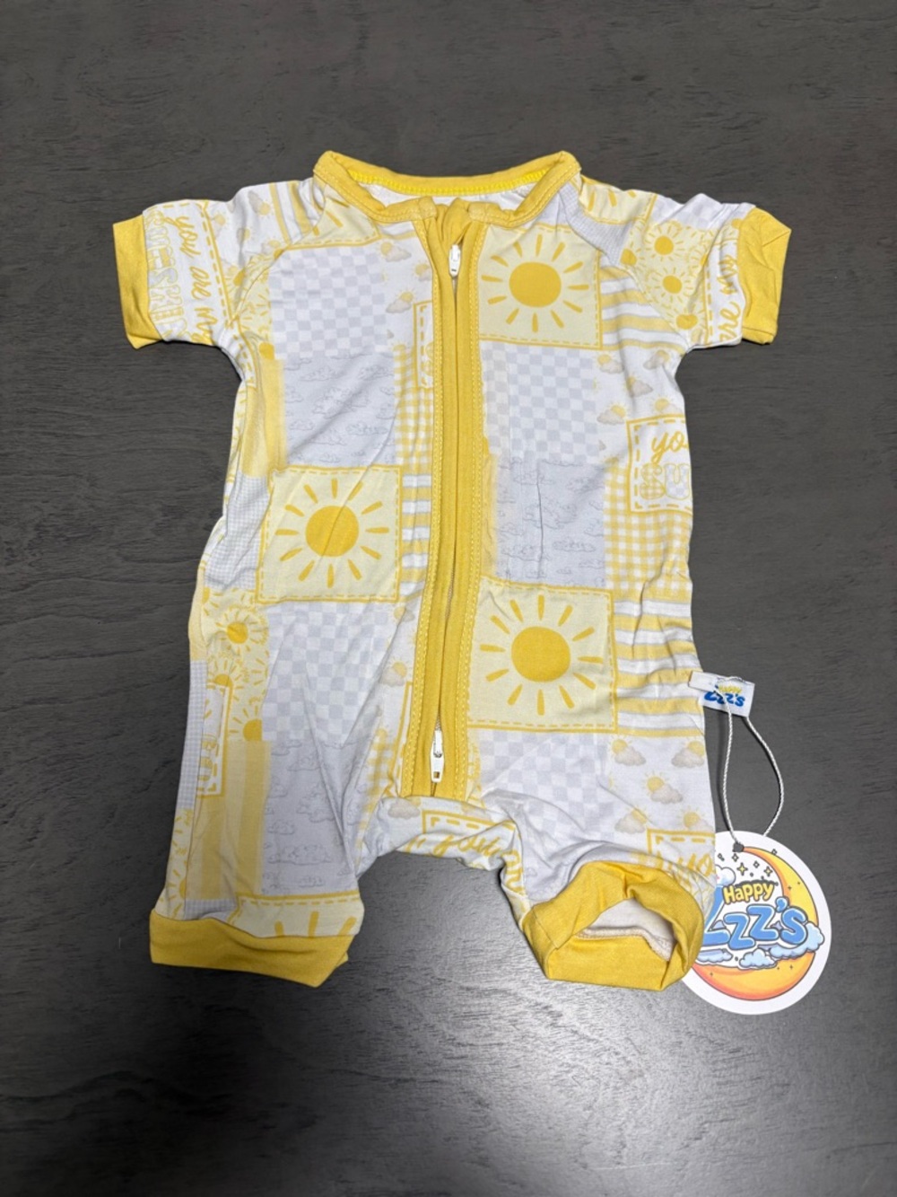 Happy Zzz’s Sunshine Bamboo Zippy Shorty 3-6M NWT Baby Romper
